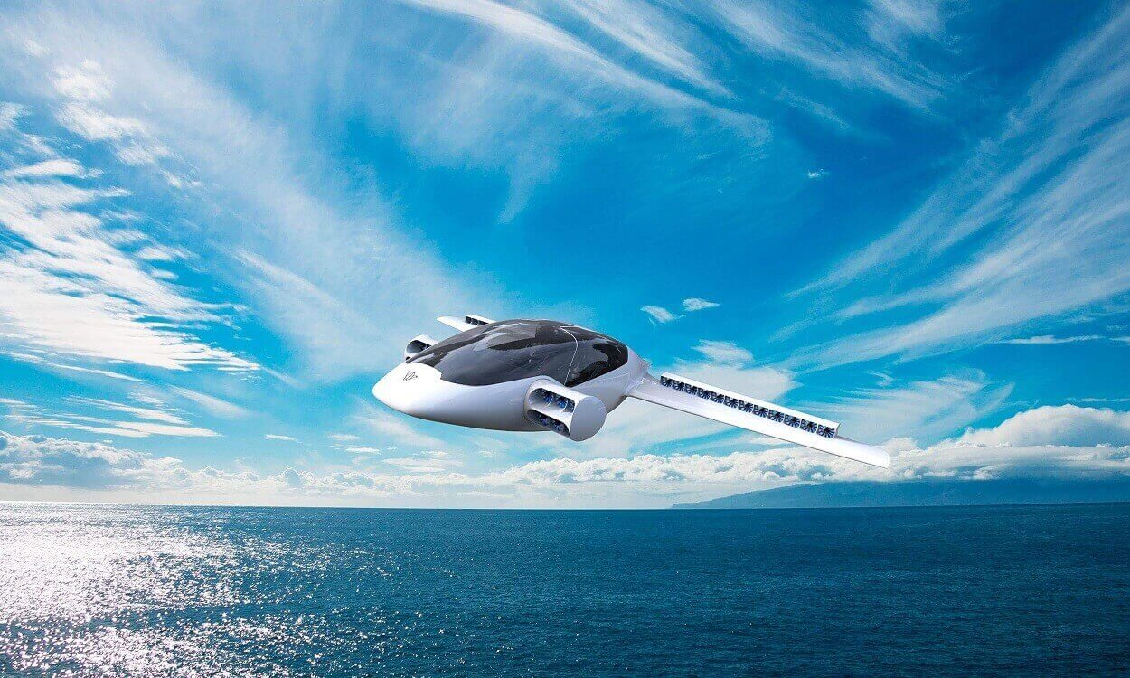 lilium flying car over the water