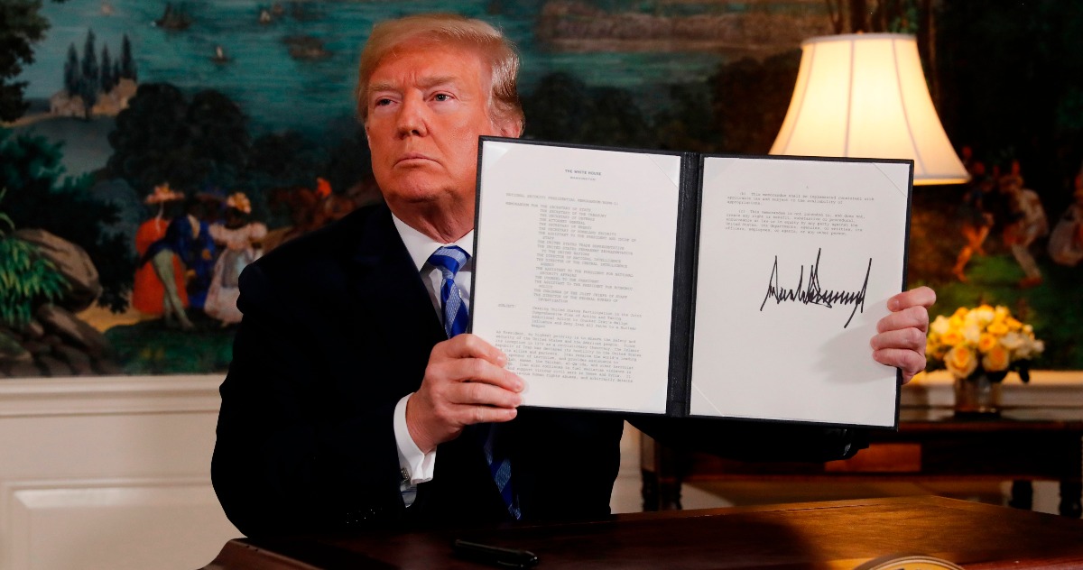 Le président américain Trump annonce sa décision sur l'accord nucléaire iranien à la Maison Blanche à Washington